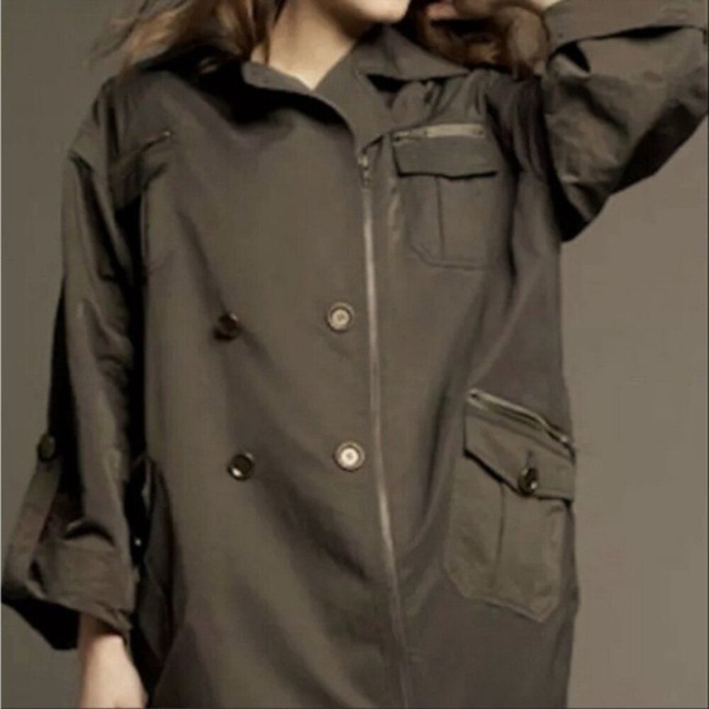 Diane Von Furstenberg Beasley Green Cargo Jacket Size Medium